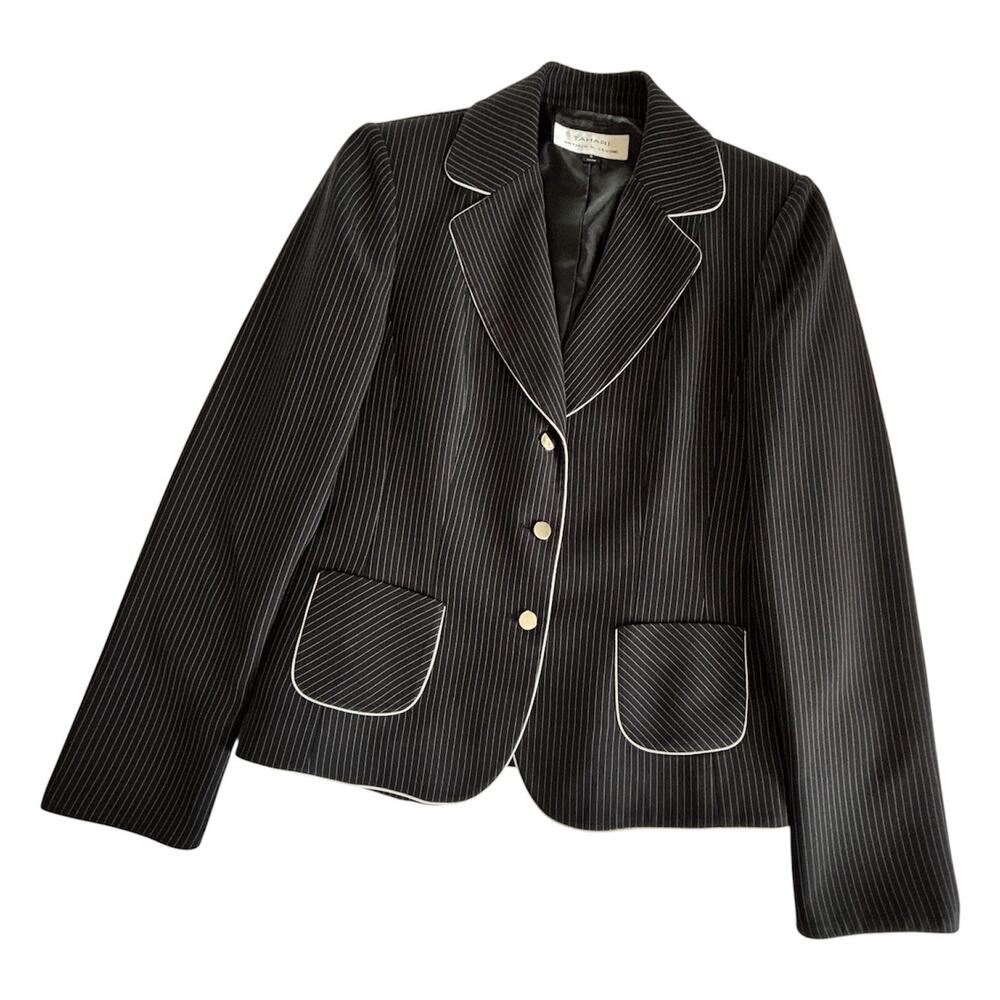 Tahari Arthur S. Levine Tailored Pinstripe Blazer Jacket Women’s 4 Black & White